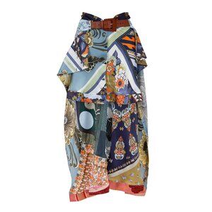 CHLOE NWT Multicolor Blue Silk Printed Belted Mini Short Skort Skirt
